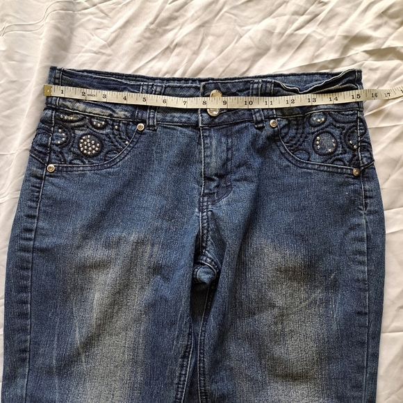 Mi Jeans | Blue embroidered jeans with jewel front buttons women's skinny Jean - Picture 9 of 12